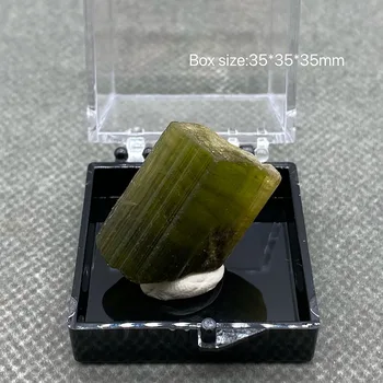100% натуральный зеленый турмалин образец руды из необработанного драгоценного камня + Размер коробки: 35 *35 * 35 мм