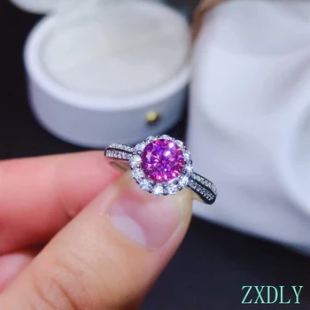 2022 Новейшее розовое кольцо с муассанитом для женщин, ювелирные изделия, обручальное кольцо для свадьбы, настоящее серебро 925 пробы, подарок на день рождения, блестящий камень 1 карат