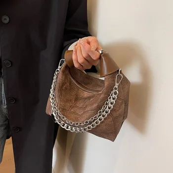 2023 Новые сумки INS для женщин, модные женские сумки через плечо с цепочкой в стиле ретро, осенне-зимний дизайн, текстура, женская сумка через плечо