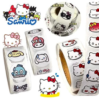 500шт Креативных наклеек Sanrio для аккаунта Милый мультфильм Hello Kitty Kuromi Наклейка Cinnamoroll Этикетка для украшения подарков своими руками