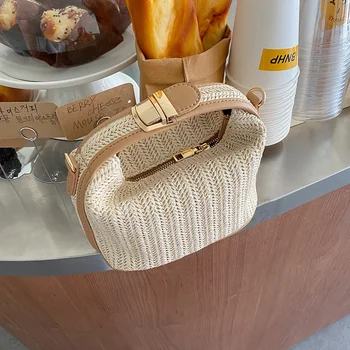 Instagram Grass Weaving Повседневная Универсальная ручная сумка-подушка 2024 Новая простая симпатичная сумка через плечо