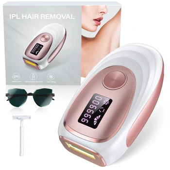 IPL-эпиляция с охлаждением льдом Для женщин и мужчин Обновлено 999 900 вспышек, 5 уровней постоянного устройства для удаления волос на всем теле, домашний эпилятор