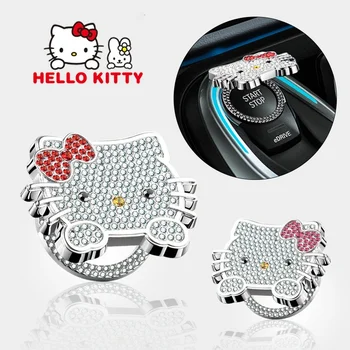 Sanrio Hello Kitty, Кнопки запуска и остановки автомобиля В ОДИН клик, Защитная крышка, Симпатичный интерьер, Крышка кнопки включения зажигания двигателя автомобиля