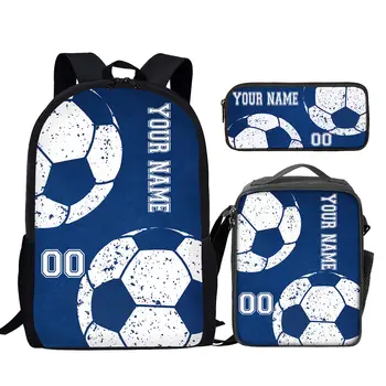 YIKELUO Blue 3D Спортивная Футбольная Молодежная Сумка Для Ноутбука Большой емкости Love Casual Bag Изоляционная Сумка Для Ланча Индивидуальный Рюкзак