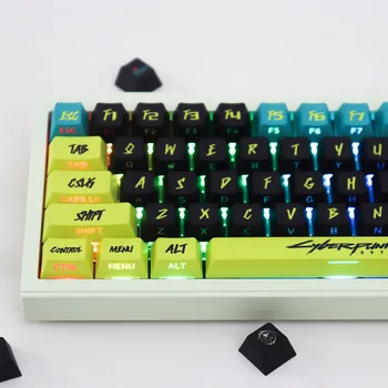 Боковые Колпачки с Принтом в стиле Киберпанк из PBT Keycaps Dye Sub Shine Through Keycaps 130 Клавиш С Вишневым Профилем Пользовательские Колпачки для Клавиатуры Геймера
