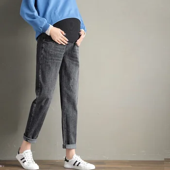 Брюшные штаны для беременных, джинсы-бойфренды, брюки для беременных, одежда для беременных, брюки с высокой талией, свободные джинсы из денима