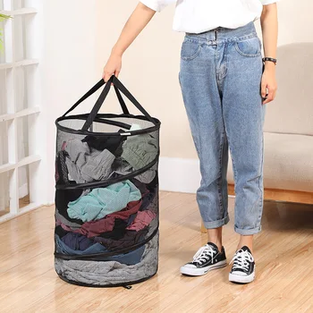 Бытовая складная корзина для белья большая корзина для белья из полиэстеровой сетки портативная корзина для грязной одежды