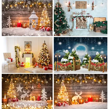 Виниловые рождественские фоны для фотосъемки, Снеговик и сосны, Лесная гирлянда, тематический фон для фотостудии FSS-203