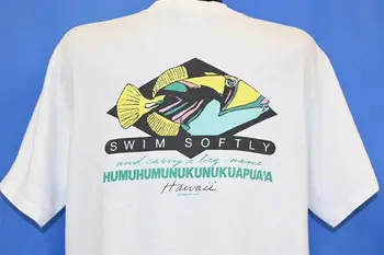 винтажные ФУТБОЛКИ 90-х CRAZY SHIRTS HAWAII HUMUHUMUNUKUNUKUAPUA'A FISH t-shirt LARGE L