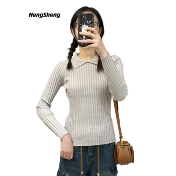 Винтажный модный и шикарный пуловер, трикотажный топ в корейском стиле, женский свитер, трикотажная нижняя рубашка в корейском стиле, Отзывы о многих видах одежды