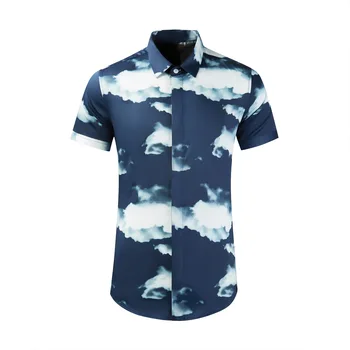 Высококачественные Роскошные ювелирные изделия, праздничная Повседневная Пляжная летняя мужская рубашка с принтом, Гавайская рубашка на пуговицах с коротким рукавом для Mengood