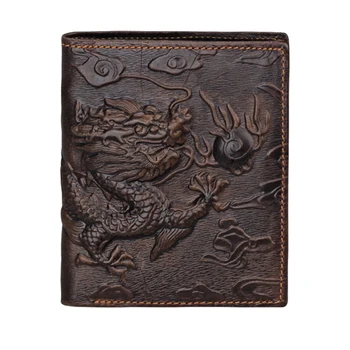 Высококачественный Длинный кошелек из натуральной кожи, кошелек для карт в стиле 3D Dragon, 2019, Модный Двойной Длинный кошелек для мужчин, мужской подарок