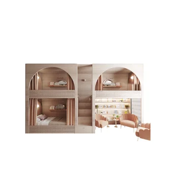 Двухъярусная кровать с книжной полкой Секретное основание в комнате Двухъярусная кровать Тройная кровать с лестничным шкафом