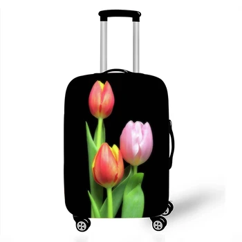 Дизайнерский чехол для багажа с 5D цветами тюльпана, Эластичный чехол для ручной тележки, 19-32-дюймовый чехол для чемодана, Пылезащитный чехол, аксессуары для путешествий