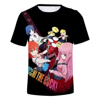 Забавная футболка Bocchi Rock, аниме, манга, мужская и женская футболка с 3D-принтом, короткий рукав, уличная мода, одежда с круглым воротником оверсайз