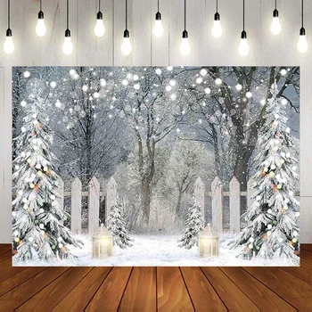Зимний пейзаж, Рождественский лес, Страна чудес, Фон для фотосъемки с Днем рождения, украшение баннера, детский душ