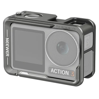 Каркас камеры NEEWER Action 4 Action 3, Металлическая Защитная видеокамера для Osmo Action 4 3, Совместимая с микрофоном DJI, с Холодным башмаком,