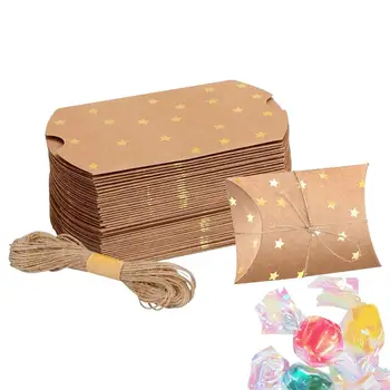 Коробки Для Хранения Подарков Из Крафт-Бумаги DIY Handmade С Принтом Звезды Упаковочные Коробки Многоразового Использования Коробка Сокровищ Пустая Коробка Конфет на Рождество