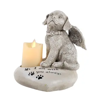 Мемориальная Статуя собаки Навсегда в наших Сердцах Статуя из Смолы Подарок На Память Сочувствие со Светодиодной Свечой Подарок Уходящим Собакам