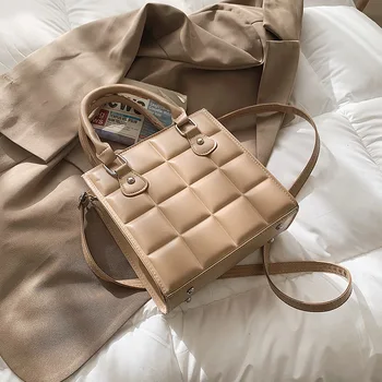 Модная клетчатая квадратная женская сумка через плечо из искусственной кожи, дизайнерская ретро-сумка через плечо большой емкости, повседневная женская сумка