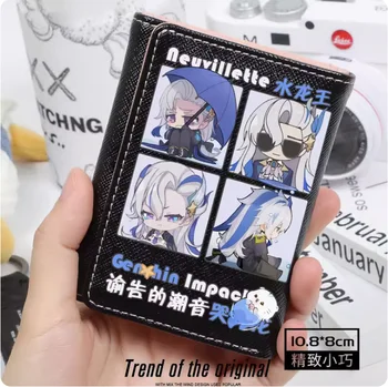 Модные кошельки аниме Genshin Impact Neuvillette, кошелек из искусственной кожи, карта, засов для монет, денежный мешок, подарок для косплея, B014