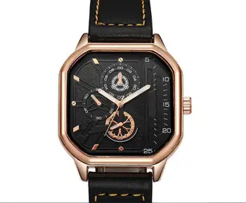 Модные поп-мужские часы, светящиеся в темноте, индивидуальный дизайн, кожаные кварцевые мужские деловые часы