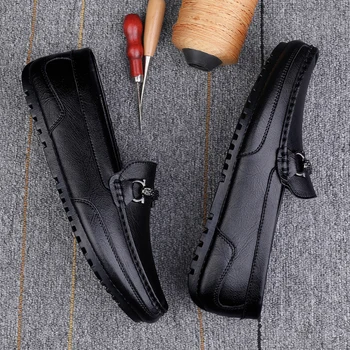 Мужская повседневная обувь из высококачественной коровьей кожи в деловом стиле ручной работы, мужская обувь для вождения из натуральной кожи