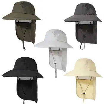 Мужские И женские солнцезащитные шляпы на открытом воздухе с клапаном на шнурке, легкая дышащая рыболовная шляпа с защитой от солнца Upf 50 +