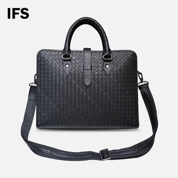 Мужской деловой портфель из натуральной кожи, мужская сумка для ноутбука, модная классическая роскошная дорожная сумка через плечо