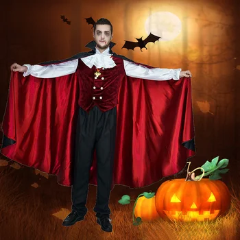 Мужской роскошный готический костюм вампира, косплей, плащ зомби для взрослых, накидка дьявола на Хэллоуин, карнавальная вечеринка, ролевая игра, страшный костюм вампира