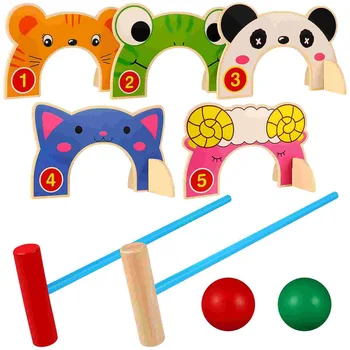 Мультяшный набор игрушек для игры в крокет с животными, гейтбольные игрушки, интерактивные игрушки для родителей и детей, игры на лужайке