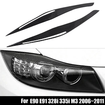 Накладка на Веко Фары из Углеродного Волокна для Бровей, Наклейки для BMW E90 E91 328I 335I M3 2006-2011