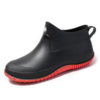 Новые мужские непромокаемые мужские водонепроницаемые ботинки с низким берцем, модные резиновые сапоги без застежки унисекс, уличные водонепроницаемые мужские рабочие ботинки