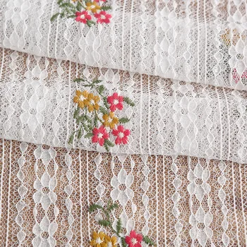 Новый Маленький цветок Вышивка Сетка Кружевная ткань Свадебное вечернее платье Дизайнерская ткань ручной работы Ткань своими руками