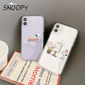 Новый Чехол для Телефона Snoopy для iPhone 14 Pro Max 12 13 7 8Plus X XR XS Max Прозрачный Милый Мультяшный Мягкий Чехол Для Мобильного Телефона Из ТПУ На Воздушной Подушке