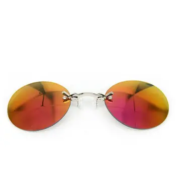 Очки с клипсой на носу, Круглые Без оправы, Солнцезащитные очки Matrix Morpheus, Мини-Безрамные Винтажные мужские очки UV400