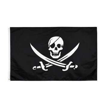 ПИРАТ 90x150 см Джек Рэкхэм череп кость пиратский Флаг