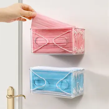 Пластиковый одноразовый держатель для масок, простая прозрачная настенная коробка для масок, коробка для салфеток большой емкости для дома