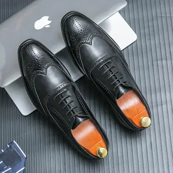 Повседневная кожаная обувь, мужская деловая официальная одежда в британском стиле, мужская обувь 2023 года, весенне-осенняя мужская обувь из натуральной кожи