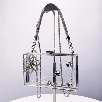 Прозрачные вечерние сумки для женщин, роскошные дизайнерские сумки, кошельки, новинка 2024 года в металлической оправе, мозаика, Сияющий бриллиант, мини-плечо
