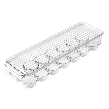 Прозрачный пластиковый держатель для яиц - 14 лотков для яиц - Бесплатный Органайзер для холодильника с крышкой, прочный контейнер для хранения в холодильнике