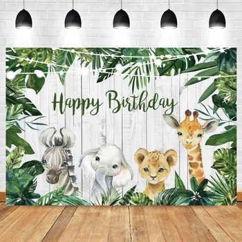 Сафари в джунглях, фон для дня рождения животных, Зеленые листья, Пальмы, Детский портрет, Детский душ, Индивидуальный Фон для фото, Реквизит для фотосъемки
