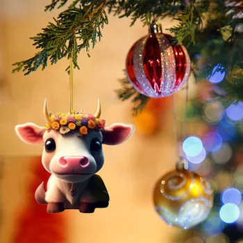 Симпатичная подвеска в виде коровы, подвесная кукла, Рождественское украшение в виде коровы, украшение в виде Рождественской елки, подвеска в виде животного для подарка другу семьи соседу