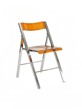 Складной стул со спинкой домашний маленький обеденный стул современный акриловый магазин молочного чая прозрачный стул