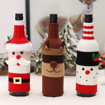 Старик Снеговик, набор для вина, набор для шампанского, фестивальный декор, ресторан, бар, Креативное Милое Вязание Для рождественского украшения