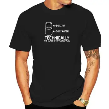 Технически Стекло Полностью заполнено НАУЧНЫМ сарказмом, Забавная футболка для мужчин, хлопок, Графическая новинка, юмор, летняя футболка для мужчин, ткань