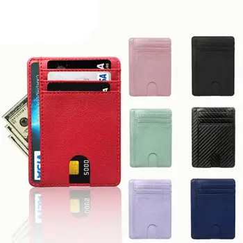 Тонкий кожаный бумажник с 8 слотами, блокирующий RFID, держатель кредитной ID-карты, кошелек, чехол для денег, Противоугонный чехол для мужчин, женщин, модных сумок