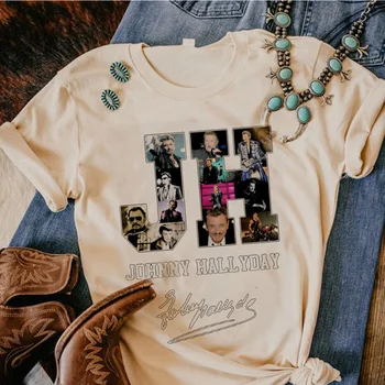 Топ Johnny Hallyday, женская футболка Y2K, женская графическая одежда