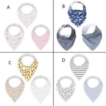 Унисекс, 3 упаковки детских нагрудников для треугольного шарфа, хлопчатобумажная детская бандана, нагрудник из впитывающей ткани для новорожденных.