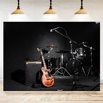 Фон для фотосъемки Группа Гитара Барабан Звук современной рок-музыки Фоновая Фотосъемка Баннер для Видеосъемки
